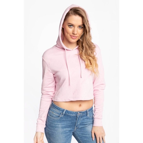 New GUESS Astra Crop Hoodie SZ S - Picture 1 of 11